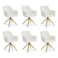 Armlehnensessel mit hellem Boucle`-Stoff - Komfortable praktische Drehstühle - Farbe: Beige Gold