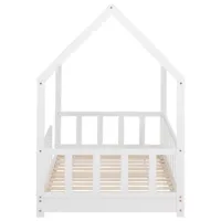 Abenteuerliches Massivholzbett 90x200 - Hausbett für Kinder mit Montessori-Design - Farbe: Weiß