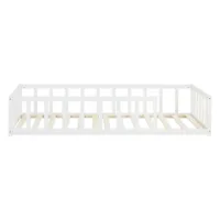 Montessori-Bett für kleine Entdecker - Massivholz-Bodenbett 90x200 für fantasievolle Spielstunden - Farbe: Weiß