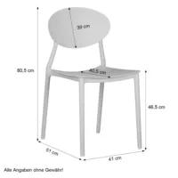 Set aus 4 stapelbaren Gartenstühlen - Bequeme und wetterfeste Outdoor-Stühle - Farbe: Grau
