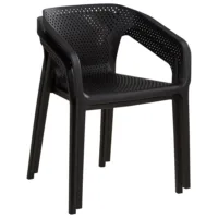 Gartenstühle mit Armlehne im praktischen Set - Bequeme Stapelstühle für Ihren Garten - Farbe: Schwarz