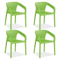 Stapelbare Gartensessel im Set - Wetterfeste bequeme Terrassenstühle mit Armlehnen - Farbe: Grün
