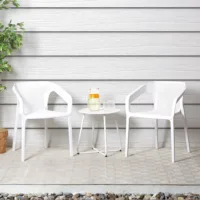 Armlehnensessel mit Stapelfunktion im Set – Dezente Gartenstühle für sommerliche Leichtigkeit – Farbe: Weiß