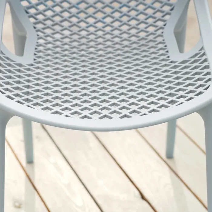 Wetterbeständige Balkonstühle: Outdoor Stühle im Mehrfachset mit Stapelfunktion - Farbe: Grau