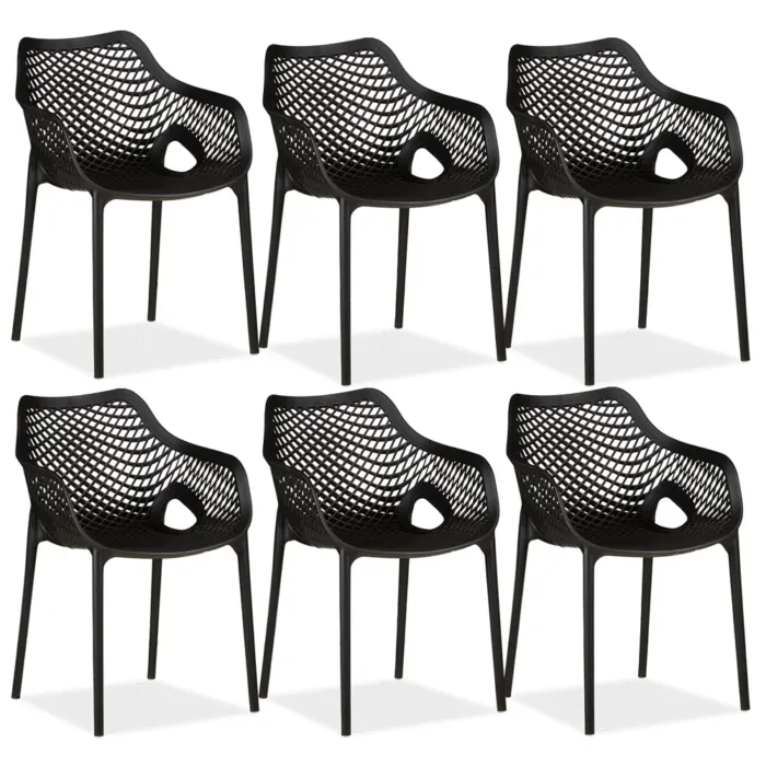 Terrassenstühle im praktischen Set - Stapelstühle für Garten, Terrasse und Balkon - Farbe: Schwarz