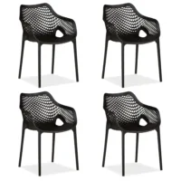Terrassenstühle im praktischen Set - Stapelstühle für Garten, Terrasse und Balkon - Farbe: Schwarz
