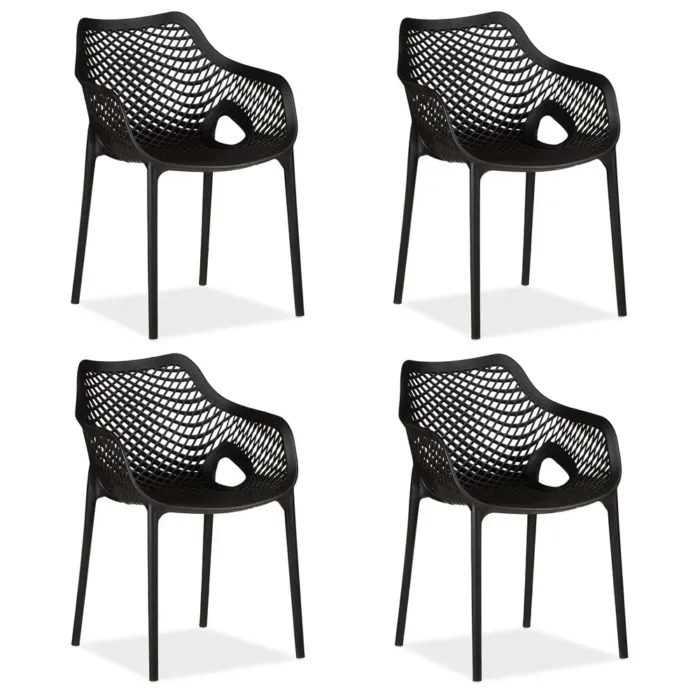 Terrassenstühle im praktischen Set - Stapelstühle für Garten, Terrasse und Balkon - Farbe: Schwarz