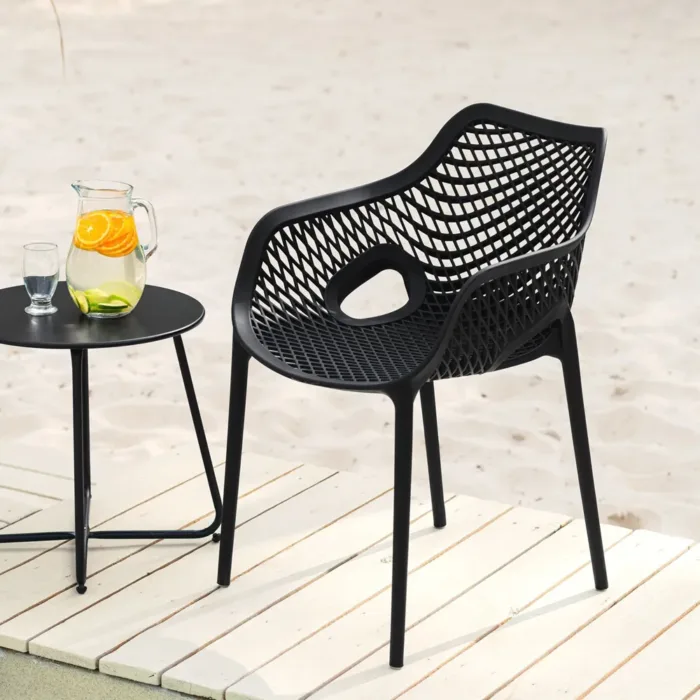 Terrassenstühle im praktischen Set - Stapelstühle für Garten, Terrasse und Balkon - Farbe: Schwarz