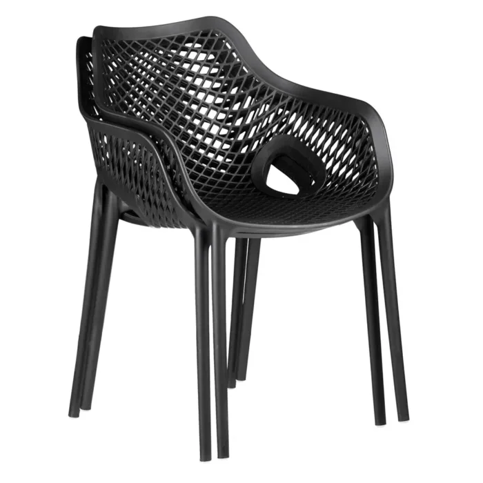 Terrassenstühle im praktischen Set - Stapelstühle für Garten, Terrasse und Balkon - Farbe: Schwarz