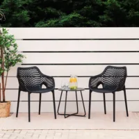 Terrassenstühle im praktischen Set - Stapelstühle für Garten, Terrasse und Balkon - Farbe: Schwarz