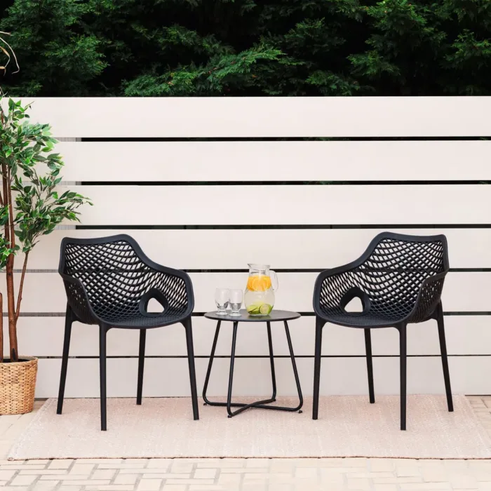 Terrassenstühle im praktischen Set - Stapelstühle für Garten, Terrasse und Balkon - Farbe: Schwarz