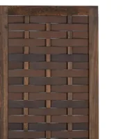 Geprüfte Retourware – Paravent Raumteiler 3-teilig, 120x170 cm - Holz im Usedlook mit Rattanoptik-Elementen in Dunkelbraun