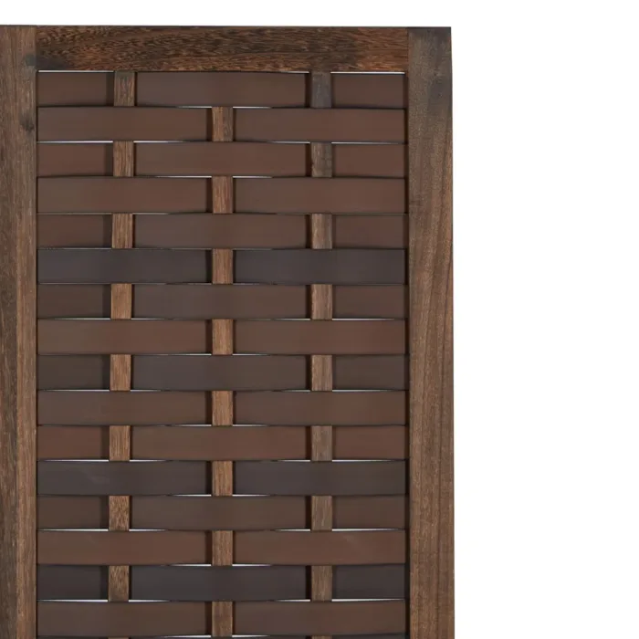 Geprüfte Retourware – Paravent Raumteiler 3-teilig, 120x170 cm - Holz im Usedlook mit Rattanoptik-Elementen in Dunkelbraun