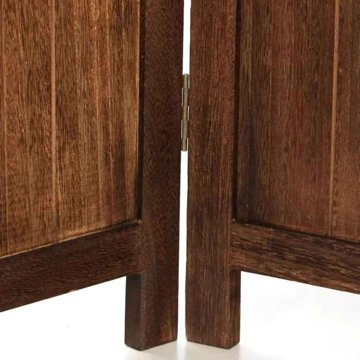 Geprüfte Retourware – Paravent Raumteiler 3-teilig, 120x170 cm - Holz im Usedlook mit Rattanoptik-Elementen in Dunkelbraun