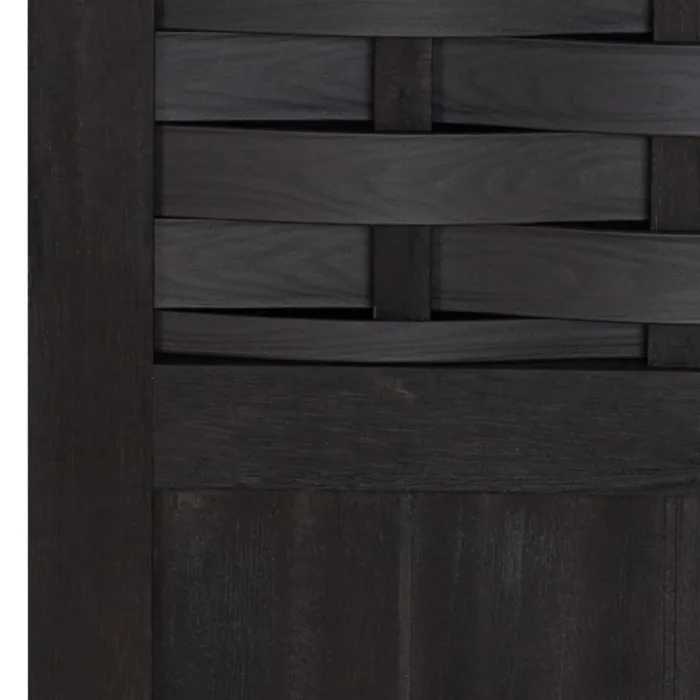Neuer Paravent 3-teilig, 120x170 cm - Holz im Usedlook und Rattanoptik-Elementen in Schwarz