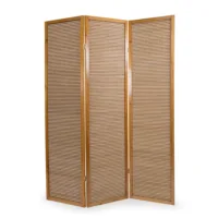 Geprüfte Retourware - Paravent 132x175 cm Braun - 3-teilig Holz & Bambus