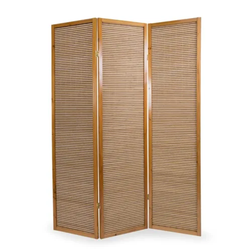 Geprüfte Retourware - Paravent 132x175 cm Braun - 3-teilig Holz & Bambus