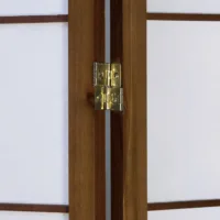 Geprüfte Retourware - Paravent - 3-teilig - Holzquadrate Reispapier - 132 cm Breite und 175 cm Höhe - Farbe: Braun mit Weiß