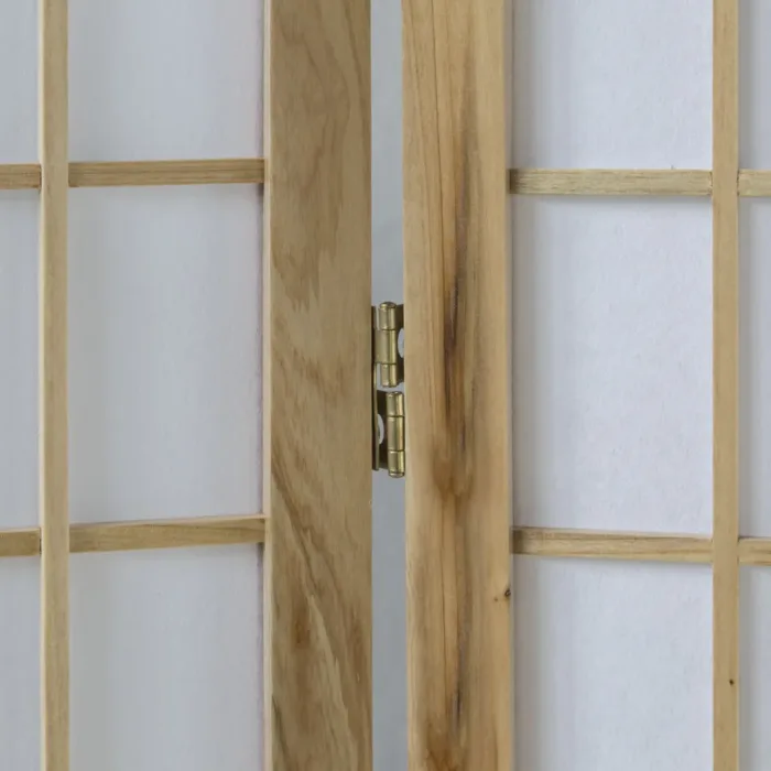Geprüfte Retourware - Paravent - 3-teilig - Holzstreben Reispapier - 132 cm Breite und 175 cm Höhe - Farbe: Natur mit Weiß