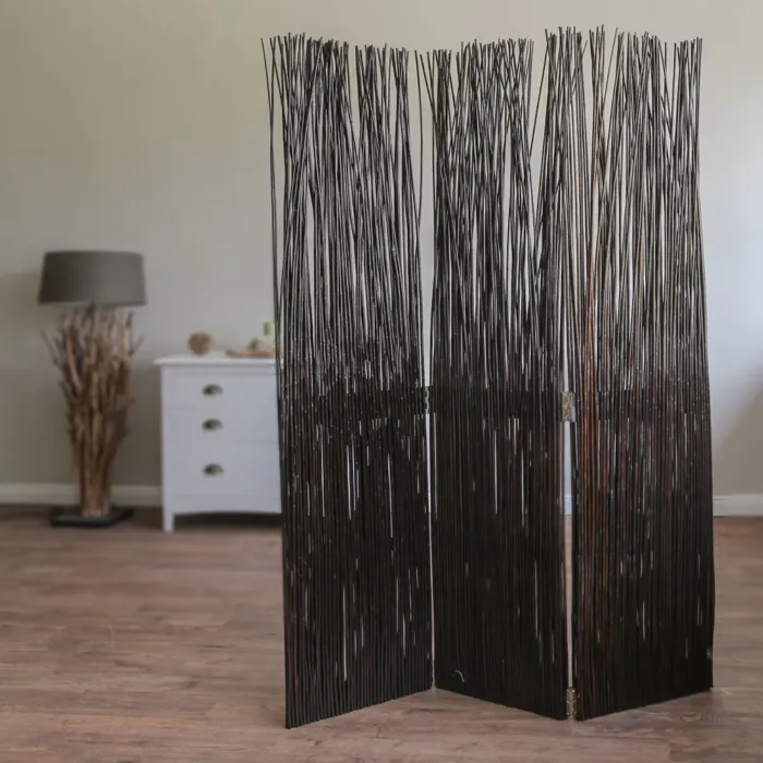 Geprüfte Retourware - Paravent - 3-teilig - Weide Naturprodukt Stäbe - 120 cm Breite und 170 cm Höhe - Farbe: Braun
