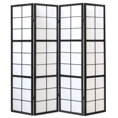 Geprüfte Retourware - Paravent 176x175 cm Schwarz Weiß - 4-teilig, Shoji