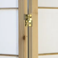 Geprüfte Retourware - Paravent - 4-teilig - Holz und Reispapier - 176 cm Breite und 175 cm Höhe - Farbe: Natur mit Weiß