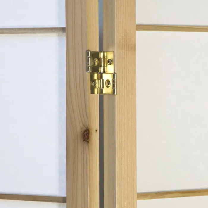 Geprüfte Retourware - Paravent - 4-teilig - Holz und Reispapier - 176 cm Breite und 175 cm Höhe - Farbe: Natur mit Weiß