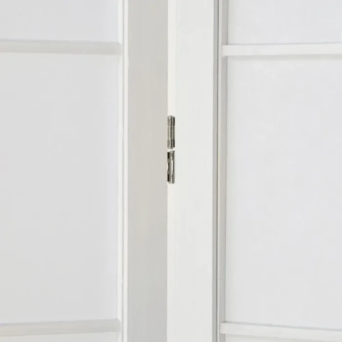 Geprüfte Retourware - Paravent - 4-teilig - Holz und Reispapier - 176 cm Breite und 175 cm Höhe - Farbe: Weiß
