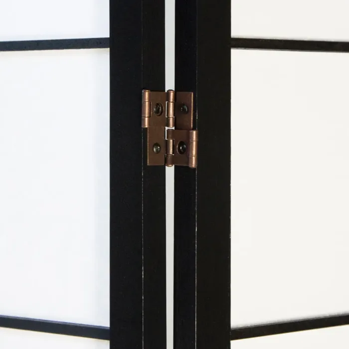 Geprüfte Retourware - Paravent Raumteiler 5-teilig, 220x175 cm - Holz Shoji Reispapier in Schwarz mit Weiß