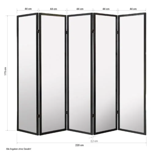 Geprüfte Retourware - Paravent Raumteiler 5-teilig - Quadrate Holz Reispapier - 220 cm Breite und 175 cm Höhe - Farbe: Schwarz mit Weiß