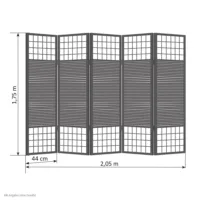 Geprüfte Retourware - Paravent - 5-teilig - Bambus und Reispapier - 220 cm Breite und 175 cm Höhe - Farbe: Braun