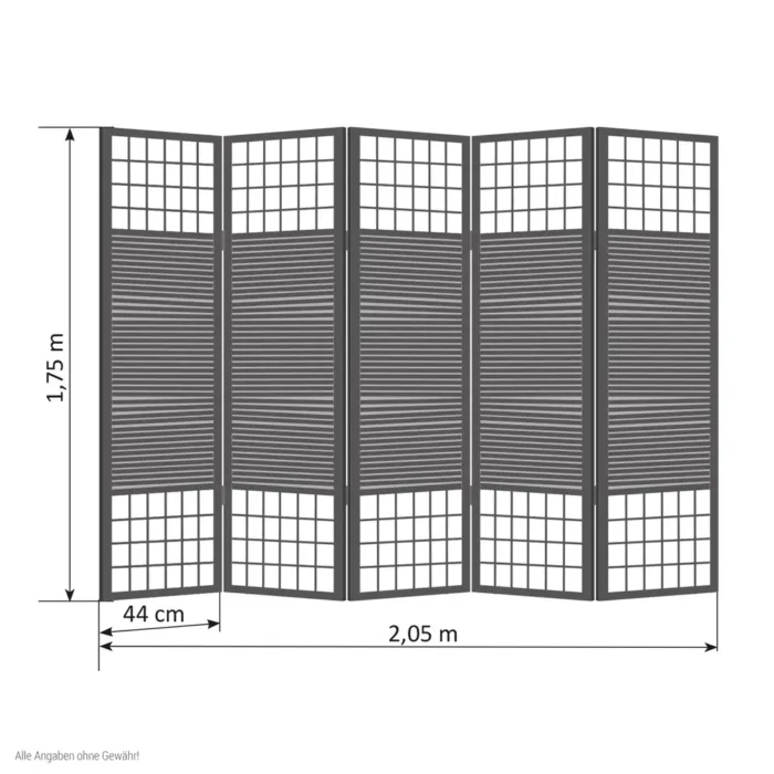 Geprüfte Retourware - Paravent - 5-teilig - Bambus und Reispapier - 220 cm Breite und 175 cm Höhe - Farbe: Braun