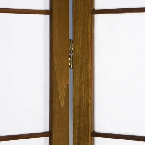 Geprüfte Retourware - Paravent - 5-teilig - Holzquadrate Reispapier - 220 cm Breite und 175 cm Höhe - Farbe: Braun mit Weiß
