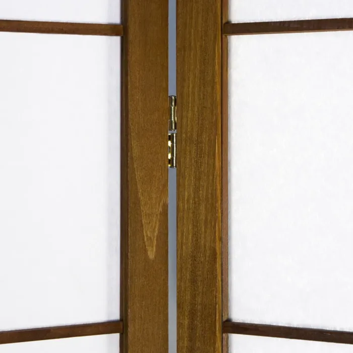 Geprüfte Retourware - Paravent - 5-teilig - Holzquadrate Reispapier - 220 cm Breite und 175 cm Höhe - Farbe: Braun mit Weiß