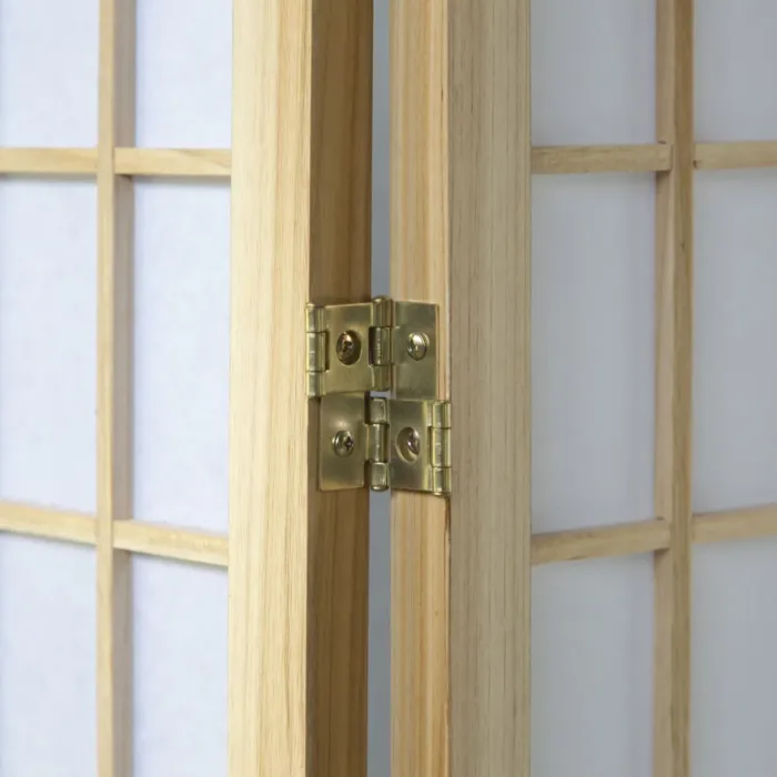 Geprüfte Retourware - Paravent - 5-teilig - Holzstreben und Reispapier - 220 cm Breite und 175 cm Höhe - Farbe: Natur mit Weiß