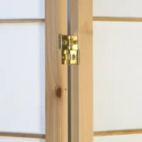 Geprüfte Retourware - Paravent - 5-teilig - Holz und Reispapier - 220 cm Breite und 175 cm Höhe - Farbe: Natur mit Weiß
