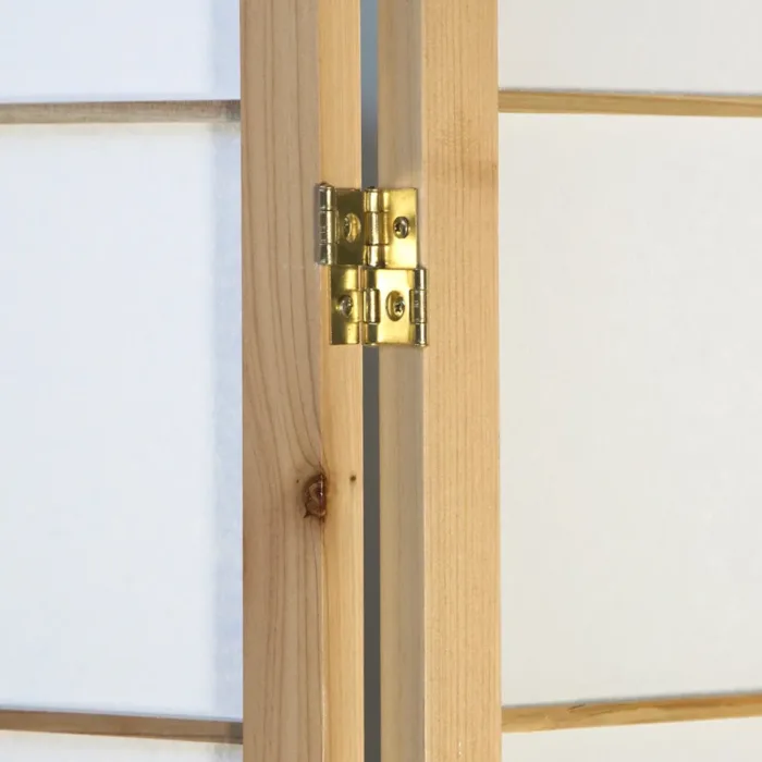 Geprüfte Retourware - Paravent - 5-teilig - Holz und Reispapier - 220 cm Breite und 175 cm Höhe - Farbe: Natur mit Weiß