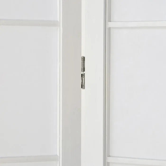 Geprüfte Retourware - Paravent - 5-teilig - Holz und Reispapier - 220 cm Breite und 175 cm Höhe - Farbe: Weiß