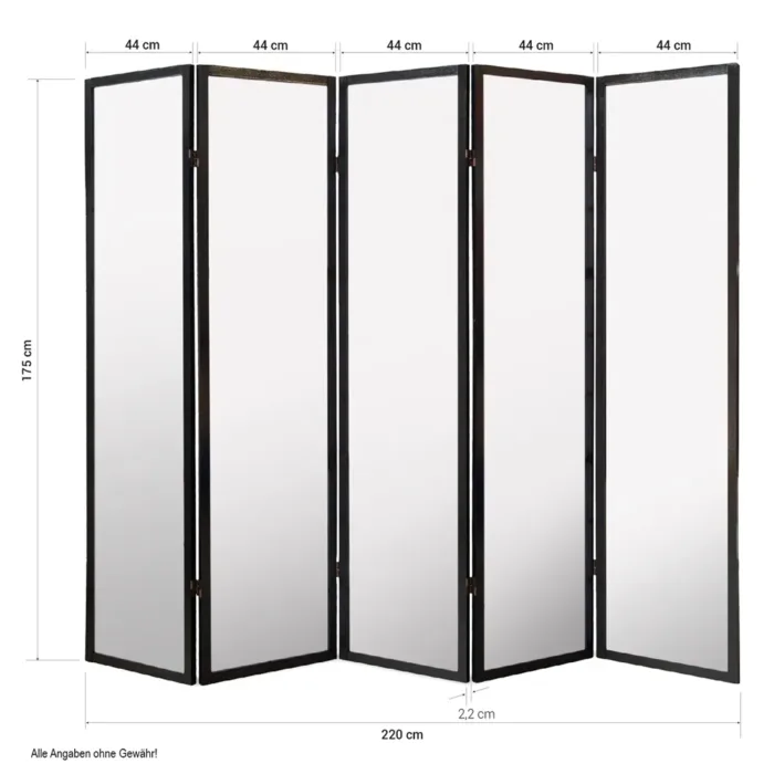 Geprüfte Retourware - Paravent - 5-teilig - Holz und Reispapier - 220 cm Breite und 175 cm Höhe - Farbe: Weiß
