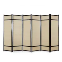 Geprüfte Retourware - Paravent 264x175 cm Schwarz Natur - 6-teilig, Bambus