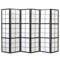 Geprüfte Retourware - Paravent 264x175 cm Schwarz Weiß - 6-teilig Shoji
