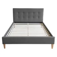 Klassisches Polsterbett 120x200 - Doppelbett mit einem hohem Kopfteil - Farbe: Grau – Bild 8
