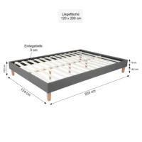 Polsterbett 120x200 - Futonbett ohne Kopfteil - Farbe: Grau