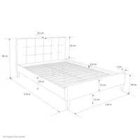 Polsterbett 140x200 - Doppelbett mit hohem Kopfteil - Farbe: Grau