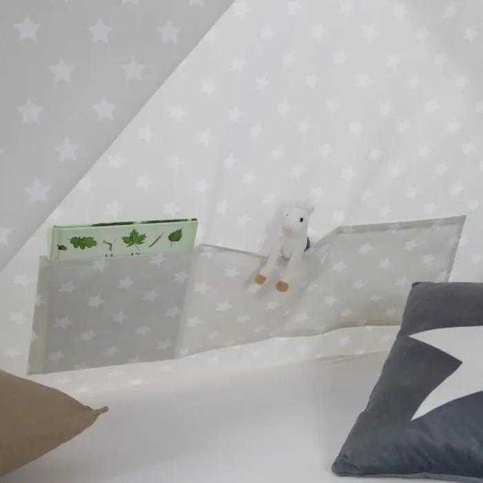 Tipi 90x200 cm – Zeltbett für Kinder mit zwei Schubladen – Farbe: Grau Weiß