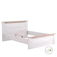 Vintage Shabby Chic - Doppelbett 160x200 mit hohem Kopfteil - Farbe: Weiß mit Grau