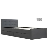 Polsterbett 180x200 - Doppelbett mit zwei Bettkästen - Farbe: Grau