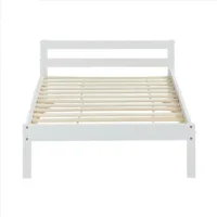 Massivholzbett 90x200 - Einzelbett mit Kopfteil - Farbe: Weiß