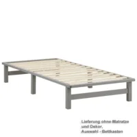 Massivholzbett 90x200 - Palettenbett ohne Kopfteil - Farbe: Grau