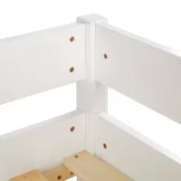 Hochbett 90x200 - Kinderbett aus Holz mit naturfarbener Leiter - Farbe: Weiß Natur